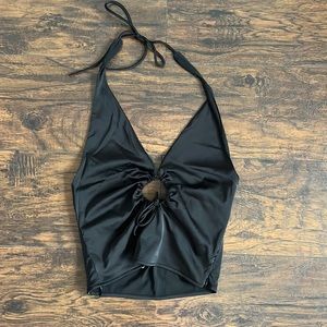 Black halter crop top